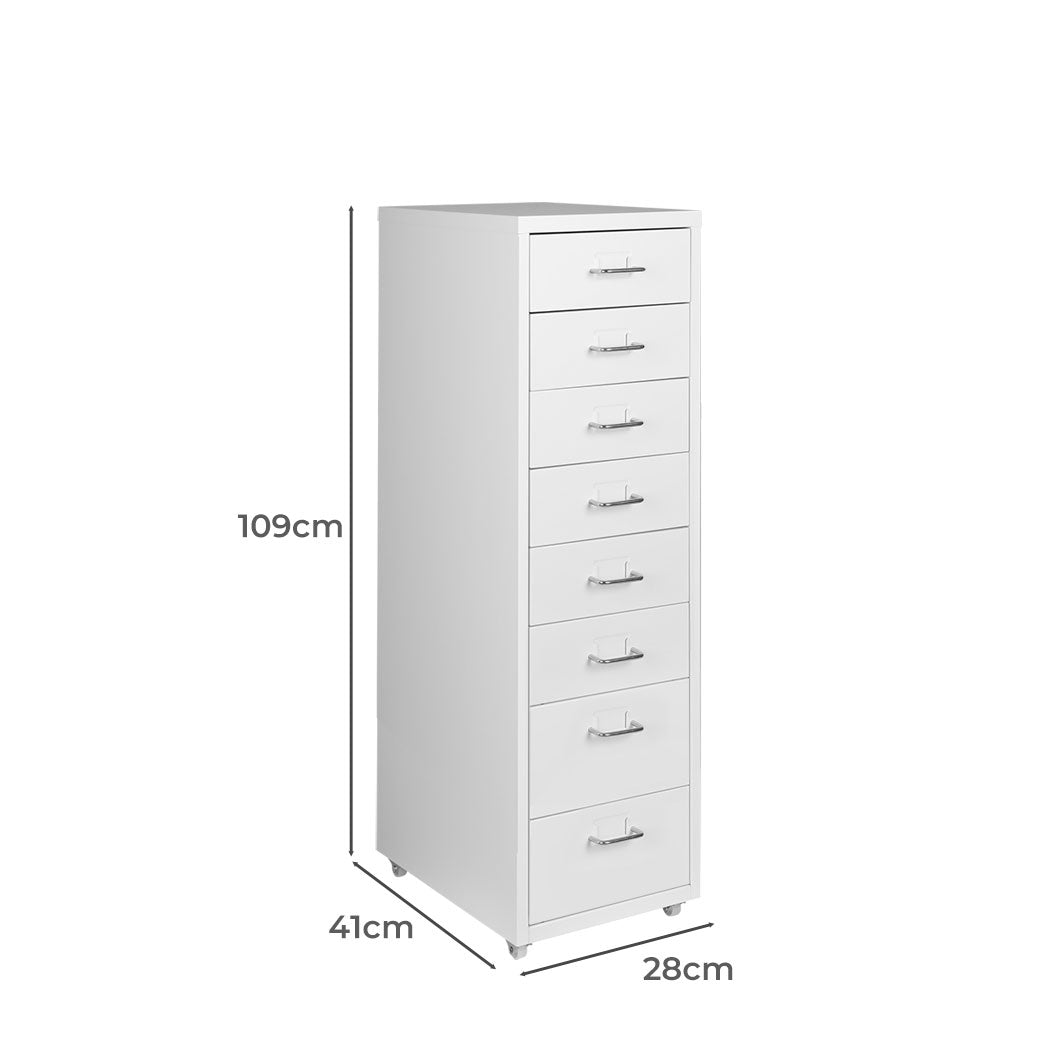 Office Cabinet 8 Drawer Drawers White