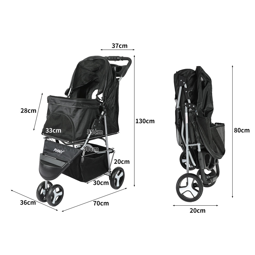 Stylish Large Pet Stroller Dog Cat Carrier Black