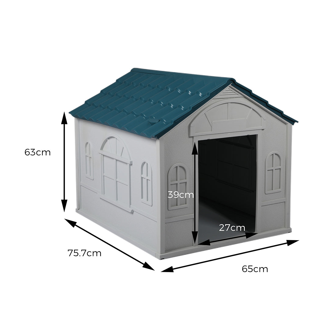 Dog Kennel Outdoor Indoor Pet Plastic L Blue