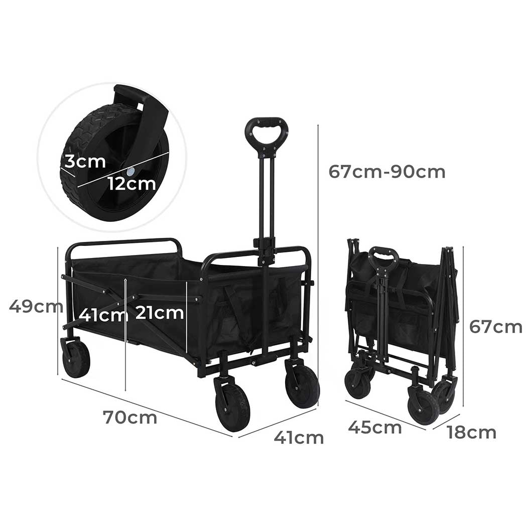 Garden Trolley Cart Foldable Picnic Black