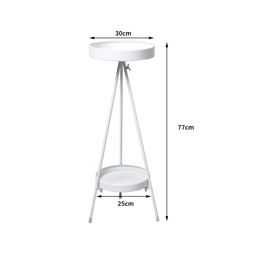 Plant Stand 2 Tiers Outdoor Indoor White Large