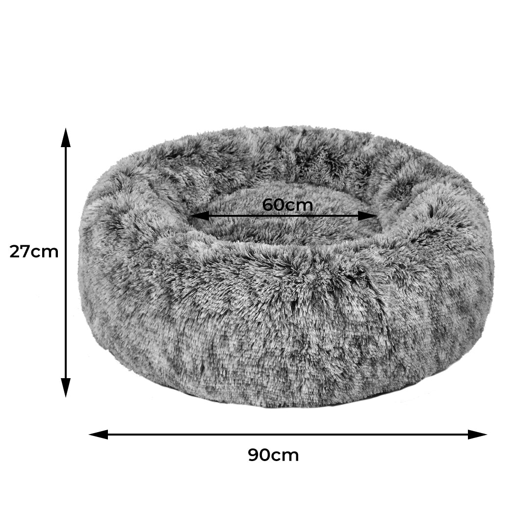 Pet Bed Cat Dog Donut Nest Calming M Charcoal Medium