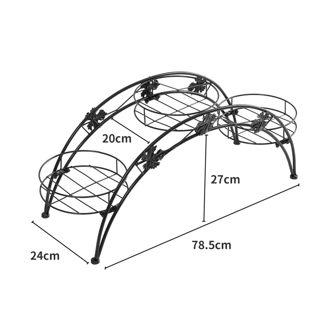 2X Plant Stand Outdoor Indoor Metal Black