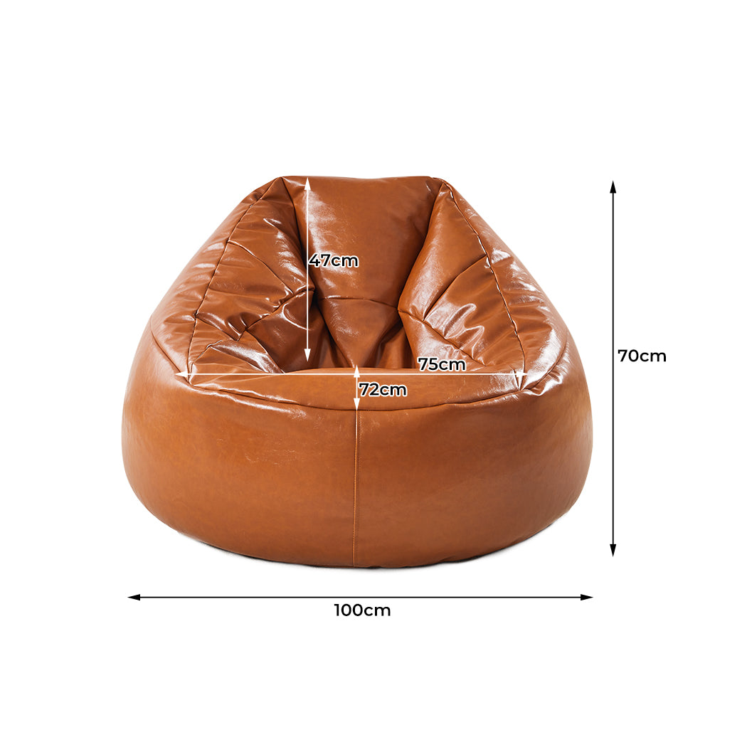 Bean Bag Chair Cover PU Couch Tan