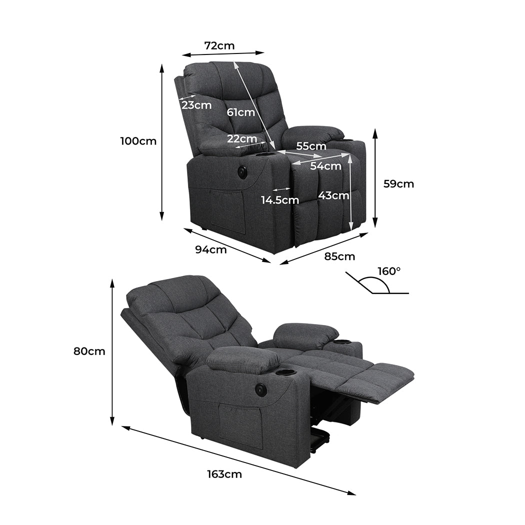 Recliner Chair Electric Lift Grey