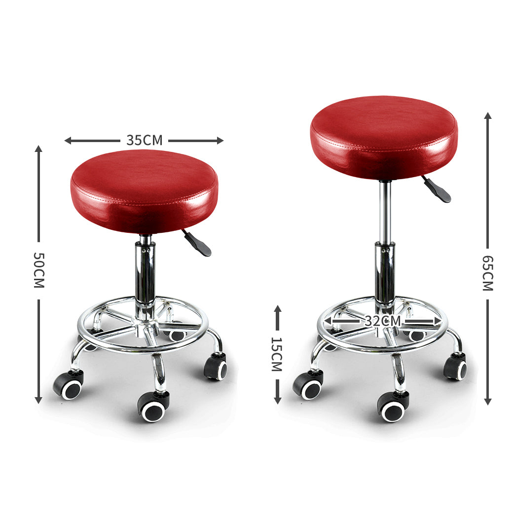 Salon Stool Swivel Barber Stools Red