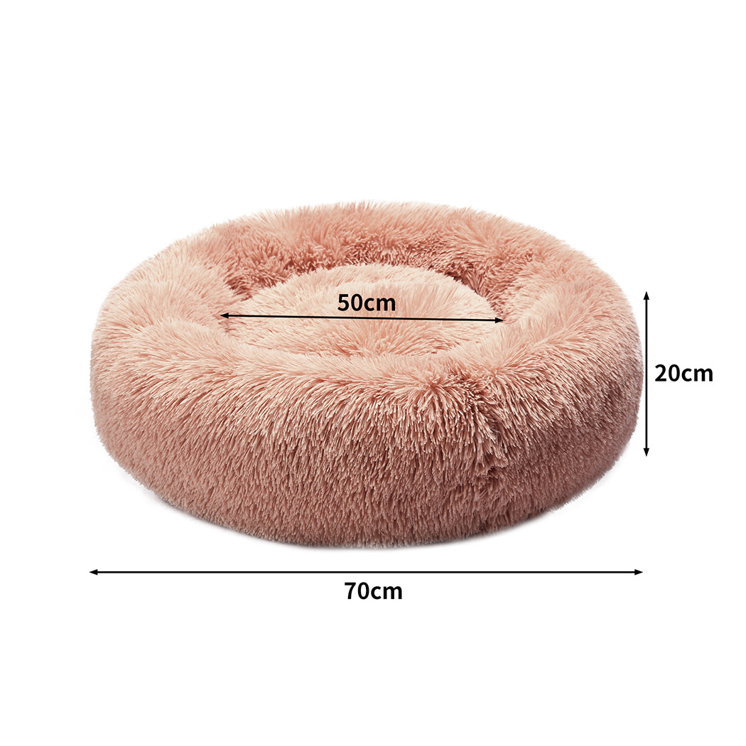 Pet Bed Cat Dog Donut Nest Calming L Pink Large