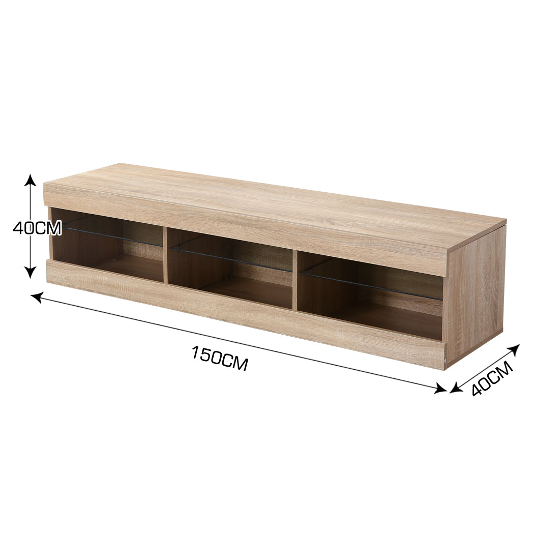 LED Entertainment Center TV Stand Oak