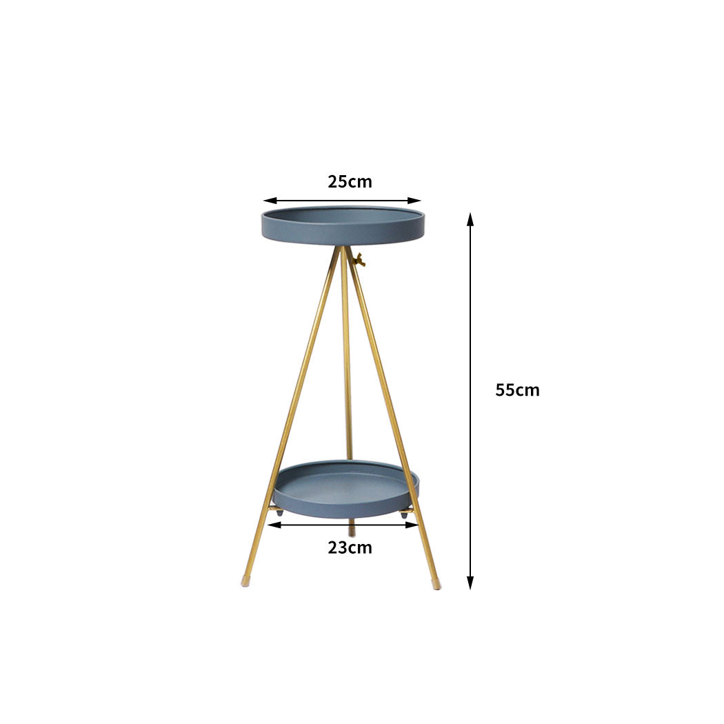 Plant Stand 2 Tiers Outdoor Indoor Grey Gold Medium