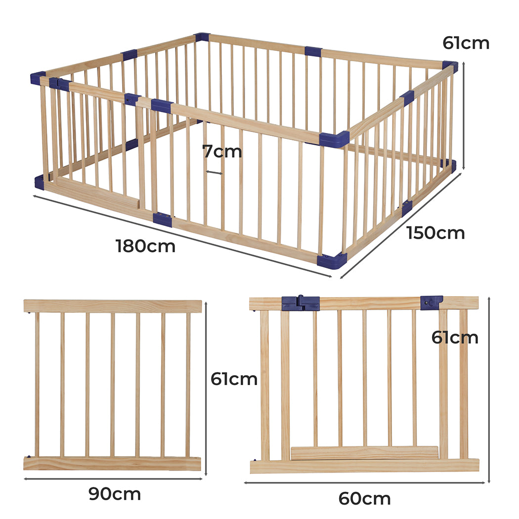 Kids Playpen Wooden Baby Safety Large