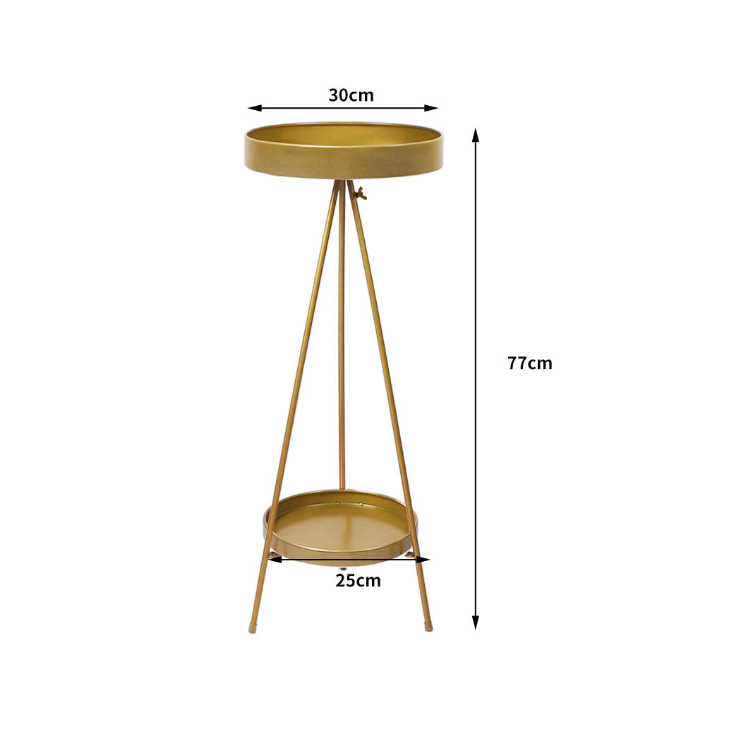 Plant Stand 2 Tiers Outdoor Indoor Gold Large