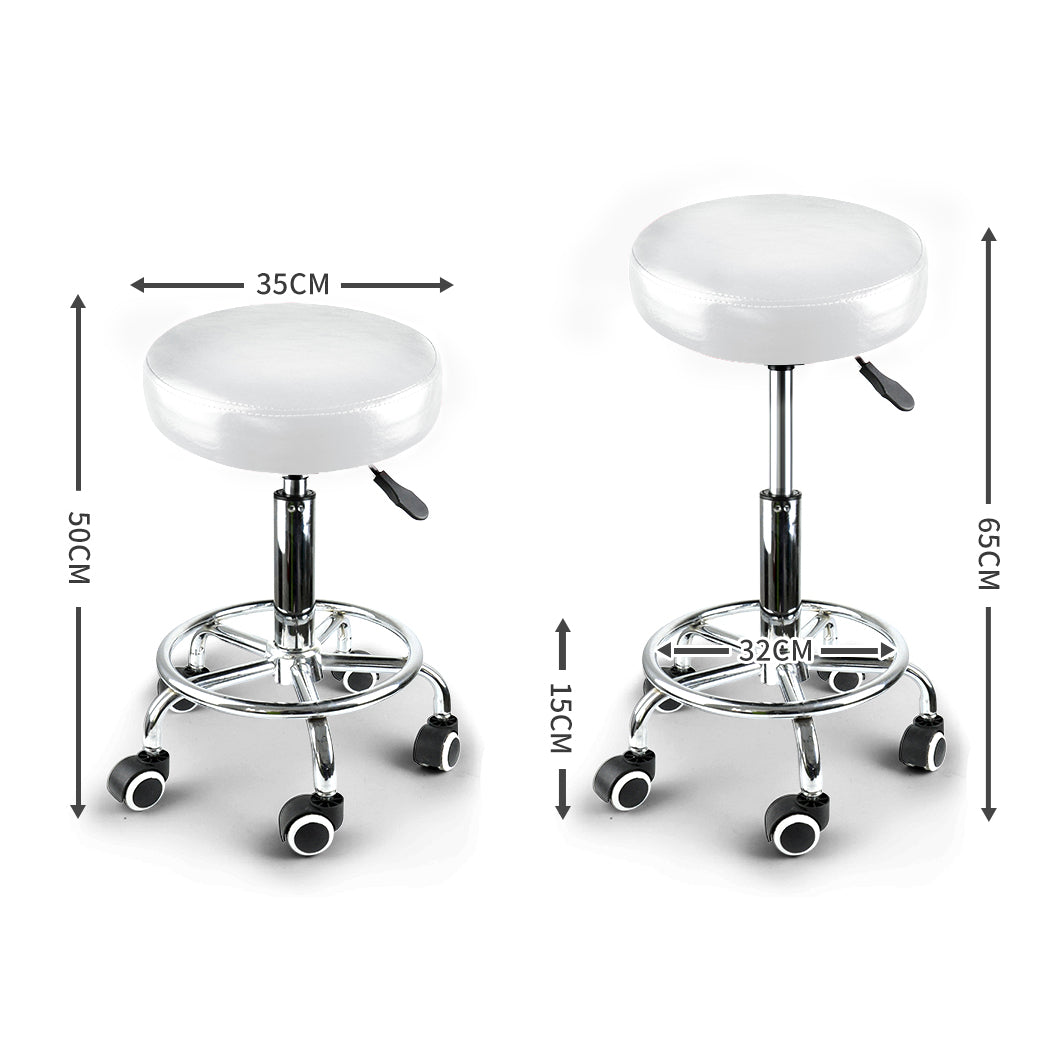 2x Swivel Salon Barstool Hairdressing White