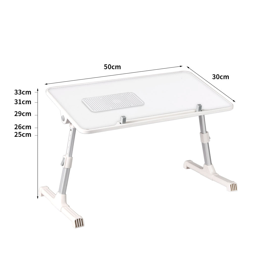 Laptop Desk Computer Stand Table White Fan Tray