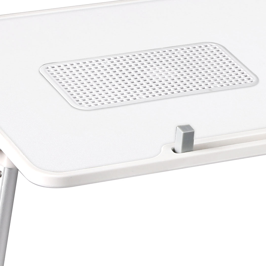 Laptop Desk Computer Stand Table White Fan Tray