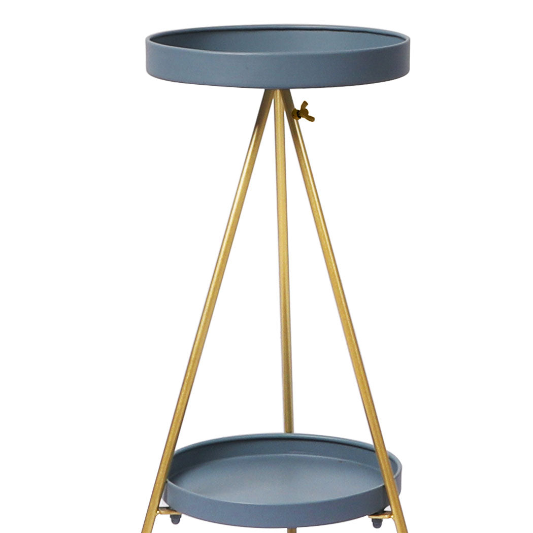 Plant Stand 2 Tiers Outdoor Indoor Grey Gold Medium