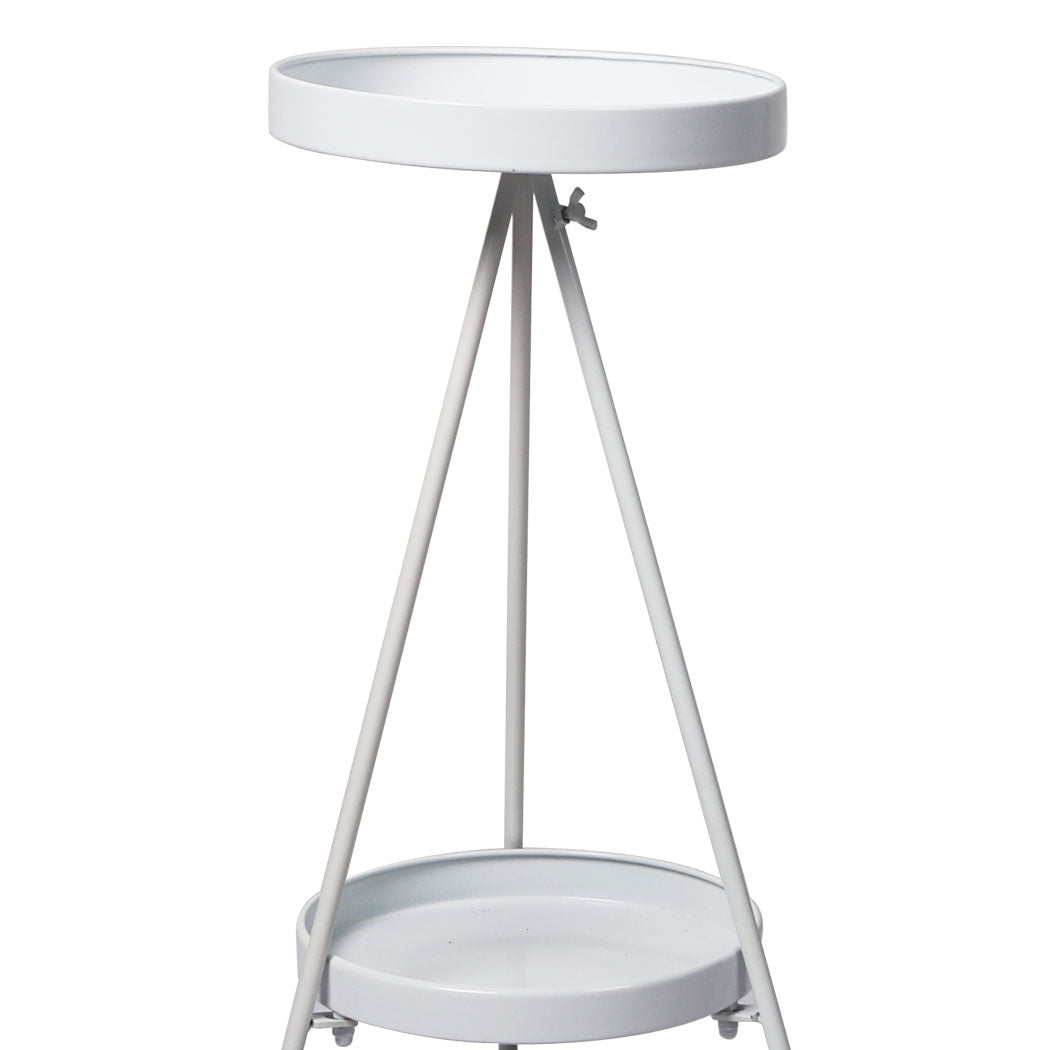 Plant Stand 2 Tiers Outdoor Indoor White Large