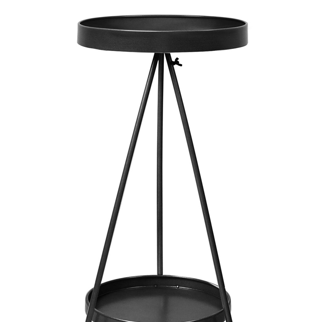 Plant Stand 2 Tiers Outdoor Indoor Black Medium