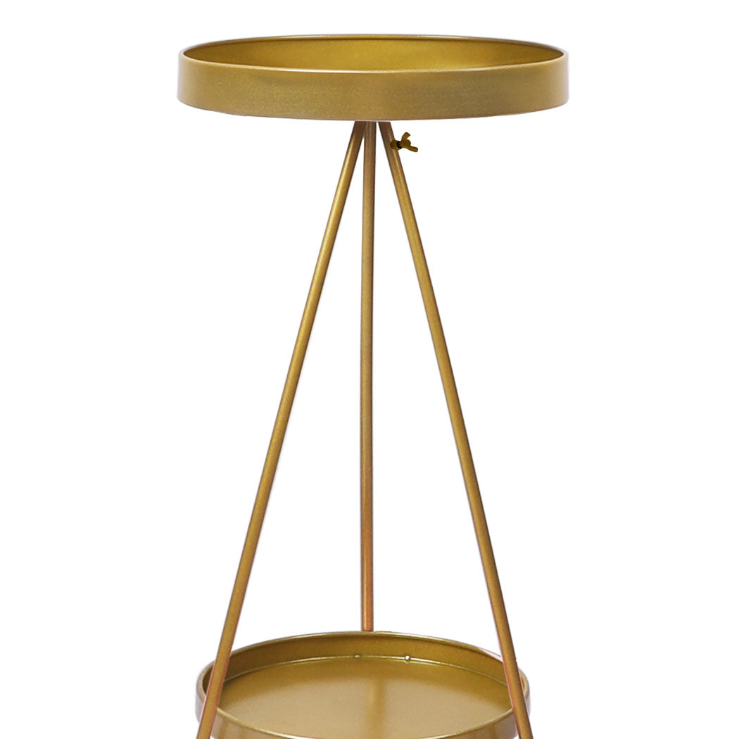 Plant Stand 2 Tiers Outdoor Indoor Gold Medium