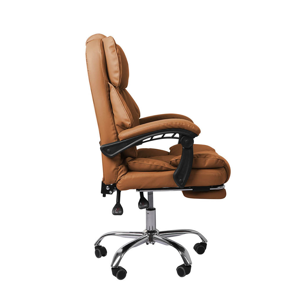 Gaming Chair Office Computer Brown Footrest