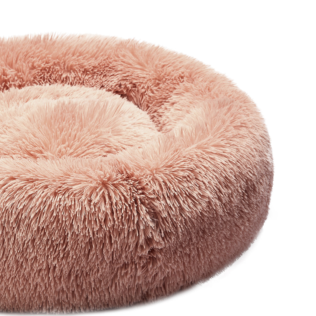 Pet Bed Cat Dog Donut Nest Calming L Pink Large