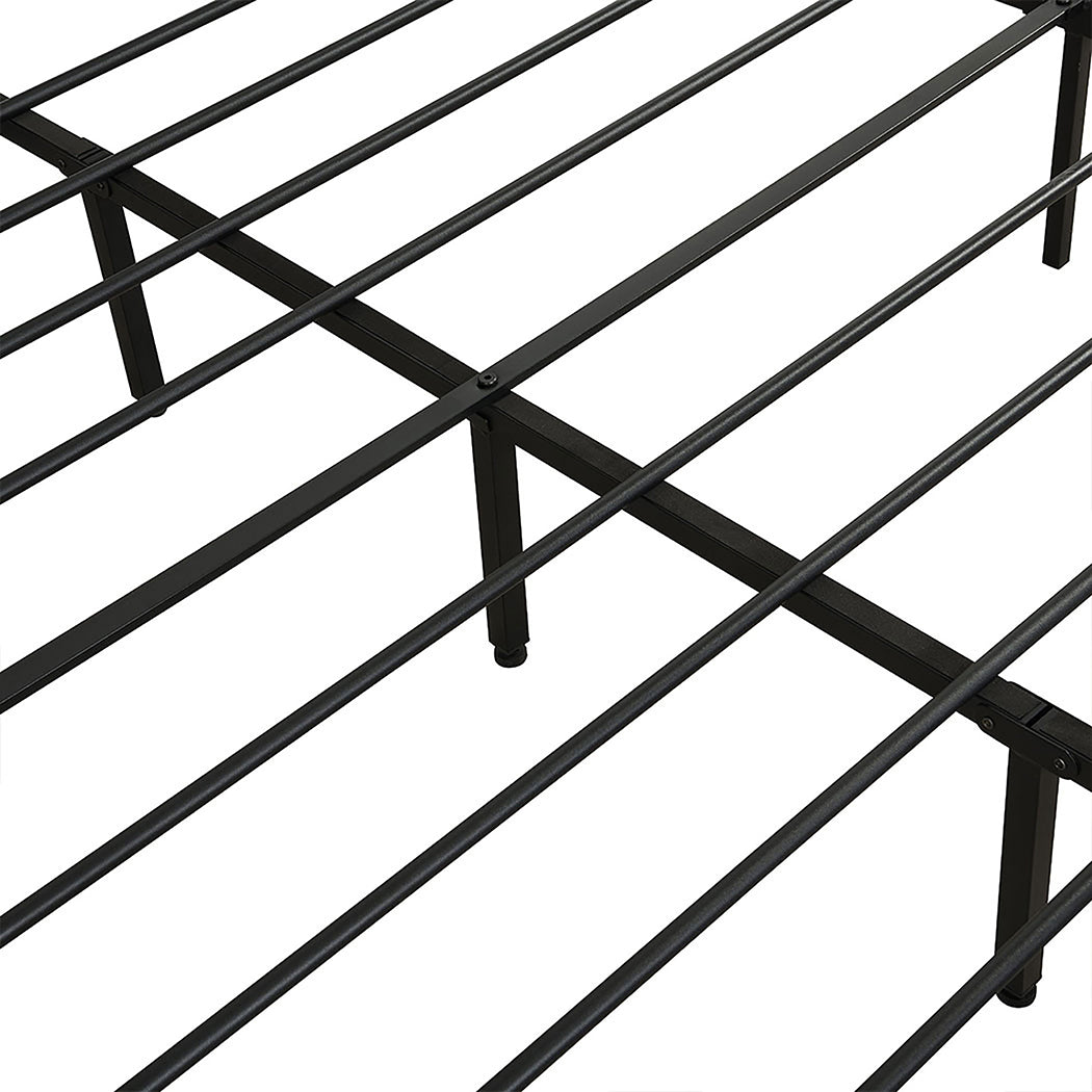 Queen Bed Frame Metal Mattress Dark Grey