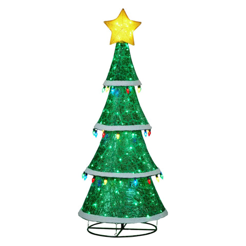 Indoor/Outdoor Tiered Christmas Tree with Lights - 205cm