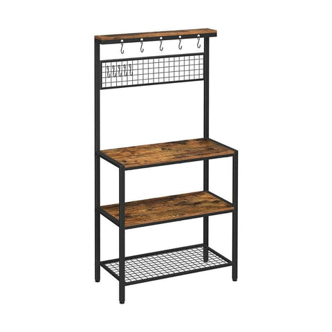 Industrial Kitchen Baker'S Rack Kitchen Unit With Storage Shelves Rustic Brown