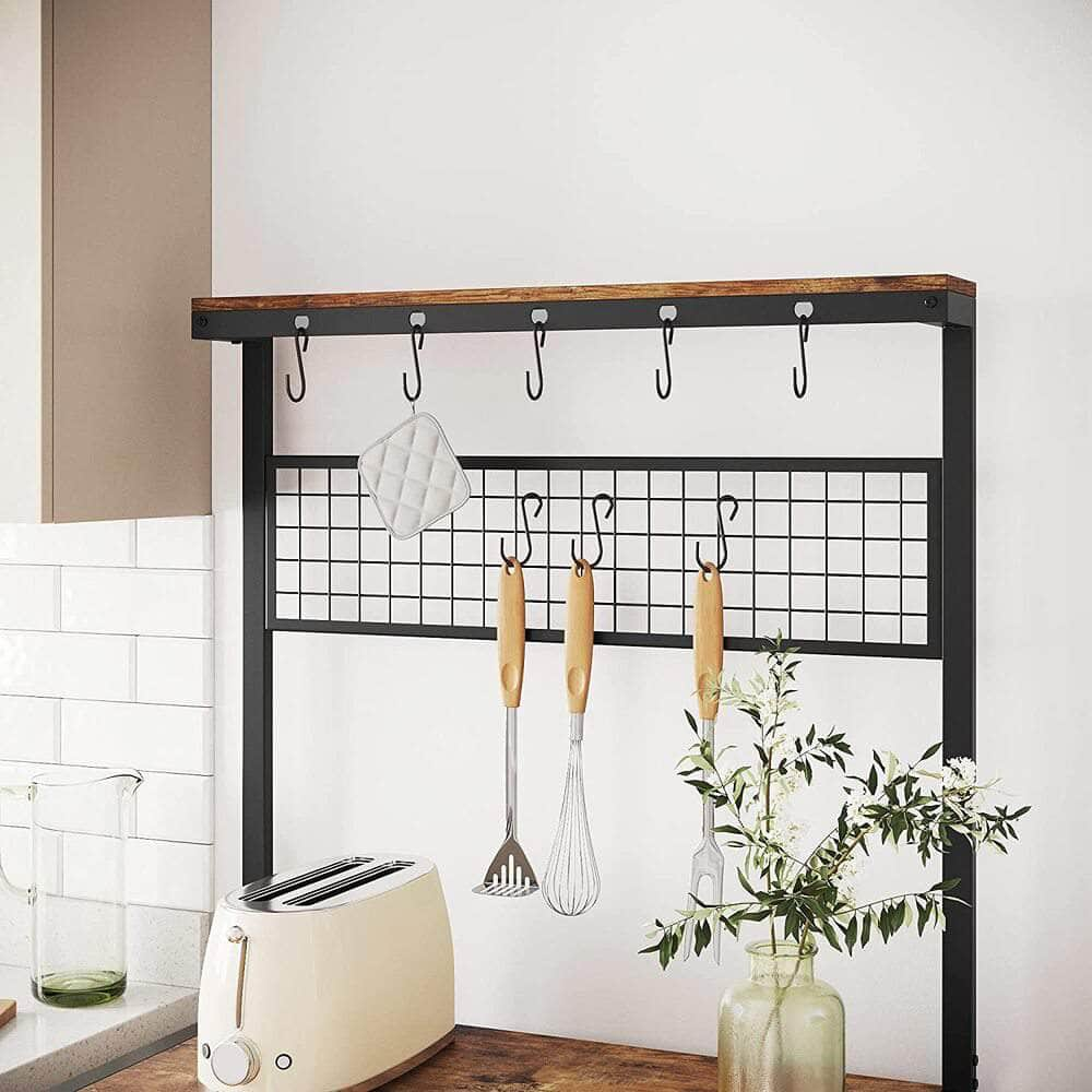 Industrial Kitchen Baker'S Rack Kitchen Unit With Storage Shelves Rustic Brown