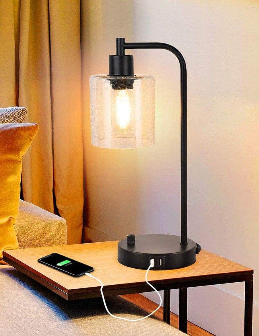 Industrial Table Lamp: 2X Pack, 2 Usb Ports (Bulb Excluded)