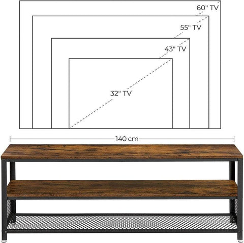 Industrial TV Stand for Screen Size up to 60 Inches Rustic Brown LTV50BX