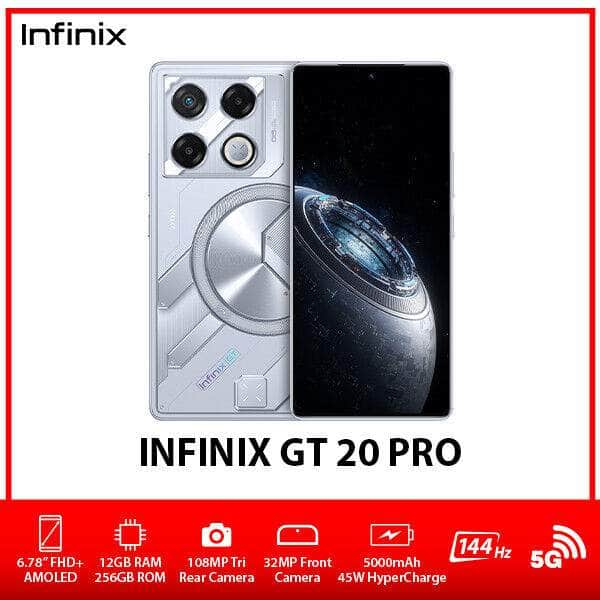 "Infinix GT 20 Pro: 12GB+256GB, Dual SIM, Unlocked, Silver