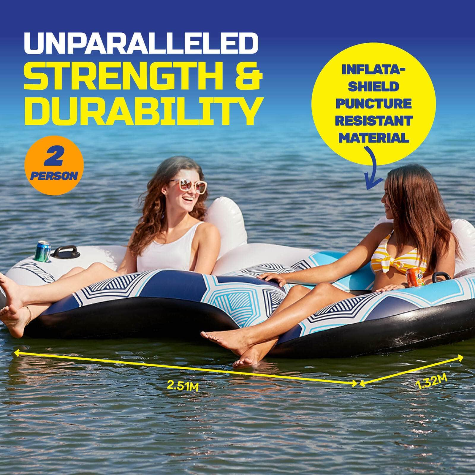 Inflatable 2-Person Rapid Rider Tube Built-In Cooler 2.51m