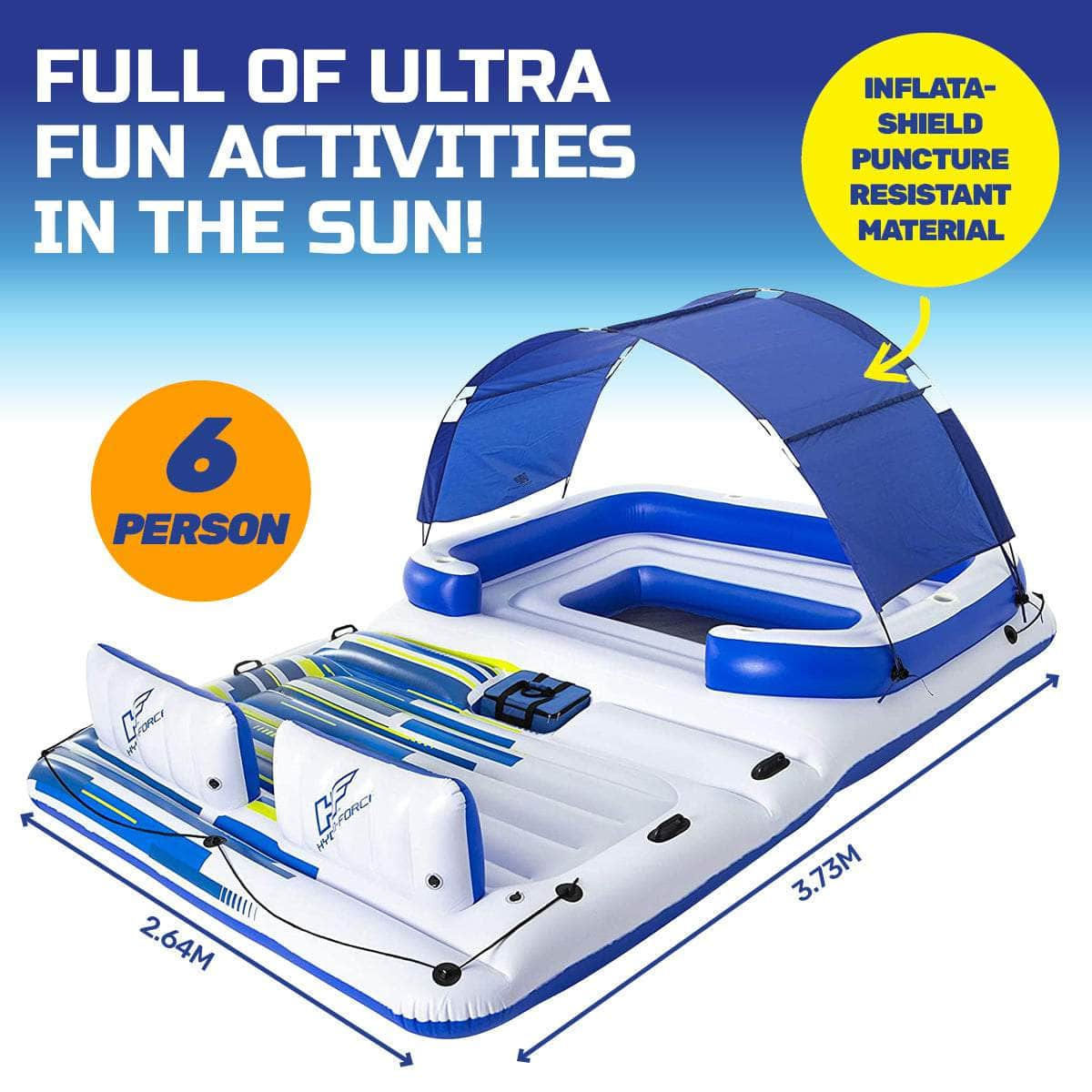 Inflatable 6 Person Island Mesh Bottom Built-In Cooler