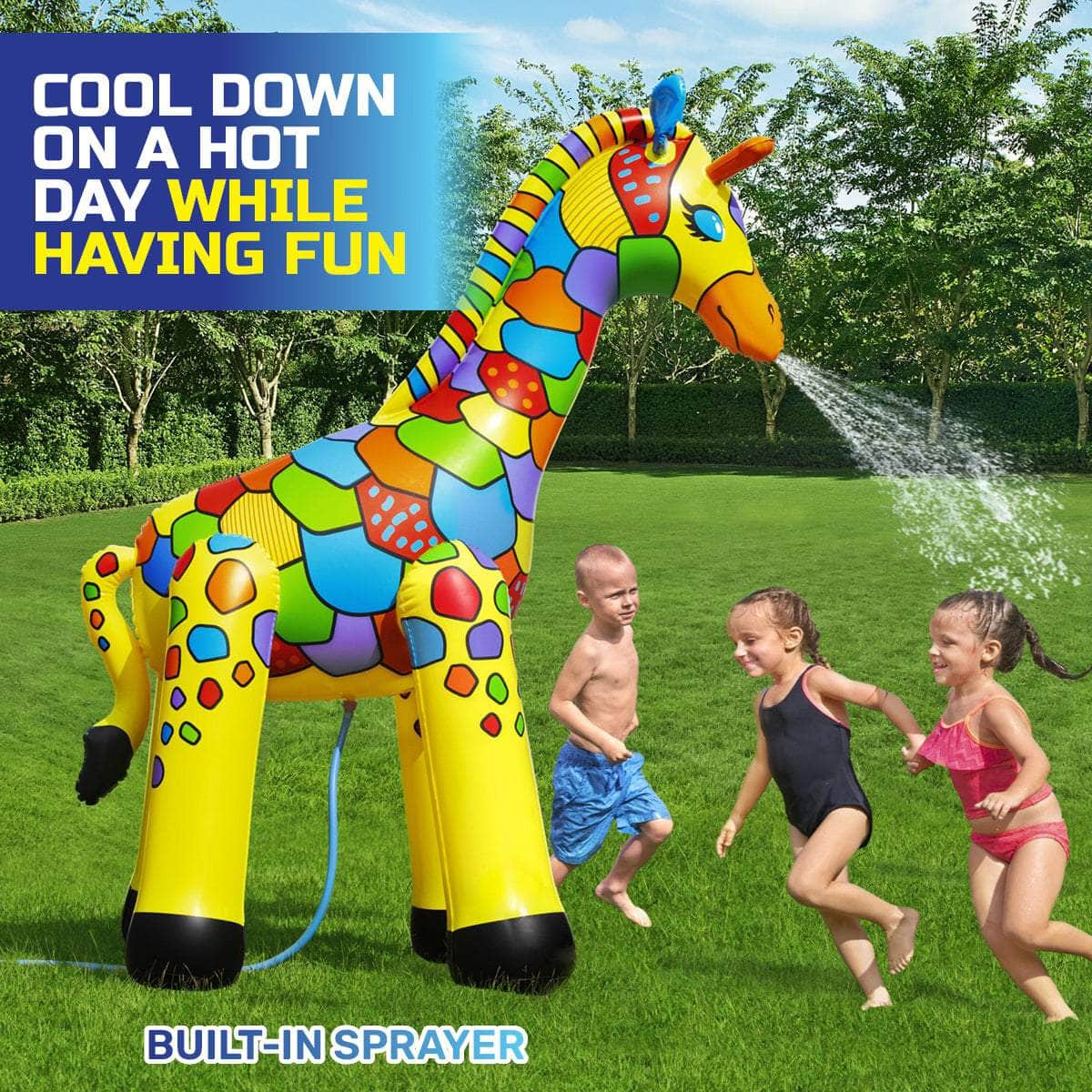 Inflatable Giraffe Sprinkler Jumbo Sized Brightly Coloured 2m