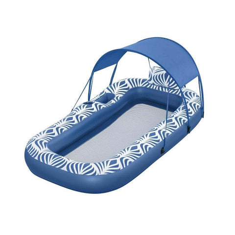 Inflatable Lounger with Sunshade Canopy 1.98x1.12m Blue