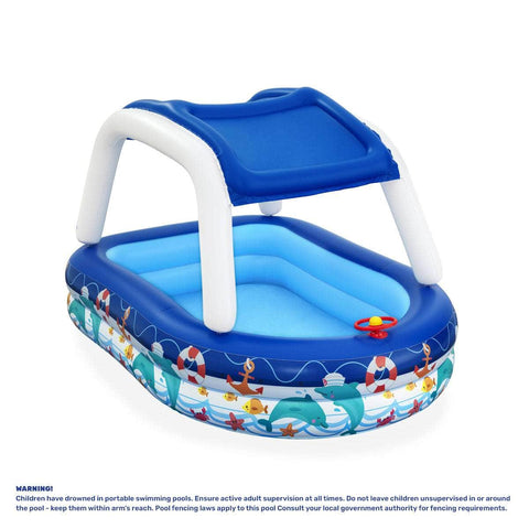 Inflatable Pool Removable Canopy Boat Design Ocean Themed 282L