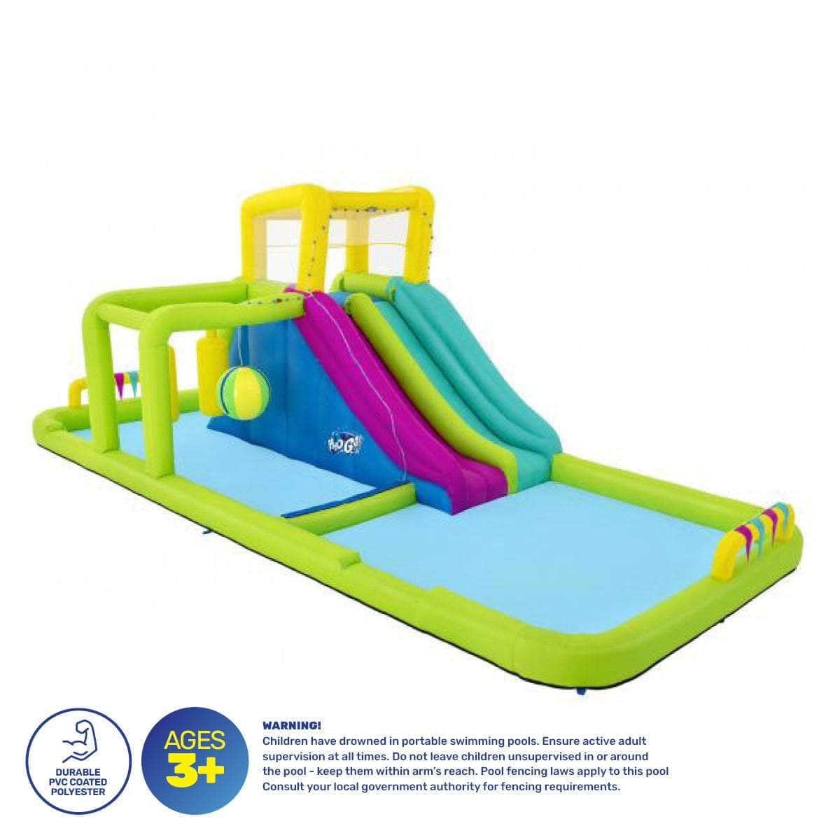 Inflatable Splash Course Water Park Double Slide & Motor