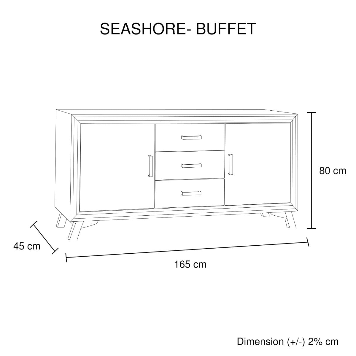 Stylish Silver Brush Buffet Sideboard with Acacia and Veneer Frame