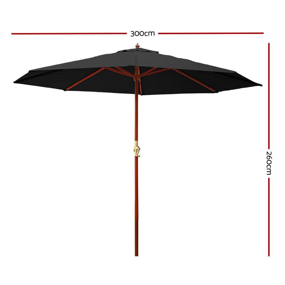 Instahut 3M Outdoor Pole Umbrella Cantilever Stand Garden Umbrellas Patio