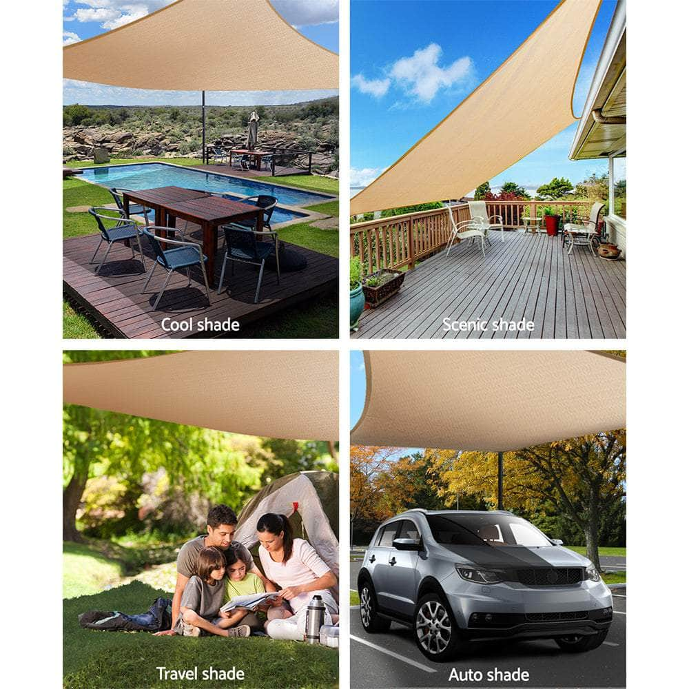 Instahut Shade Sail Cloth Rectangle Shadesail Heavy Duty Sand Sun Canopy