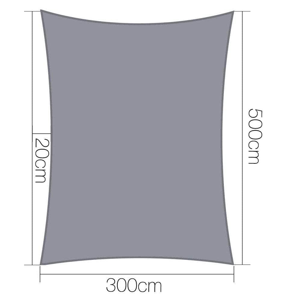 Instahut Sun Shade Sail Cloth Canopy Shadecloth Awning Outdoor Rectangle 280gsm