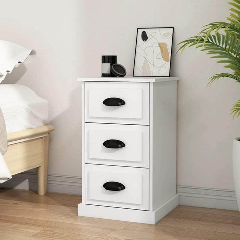 Ivory Serenity: White Engineered Wood Bedside Cabinet