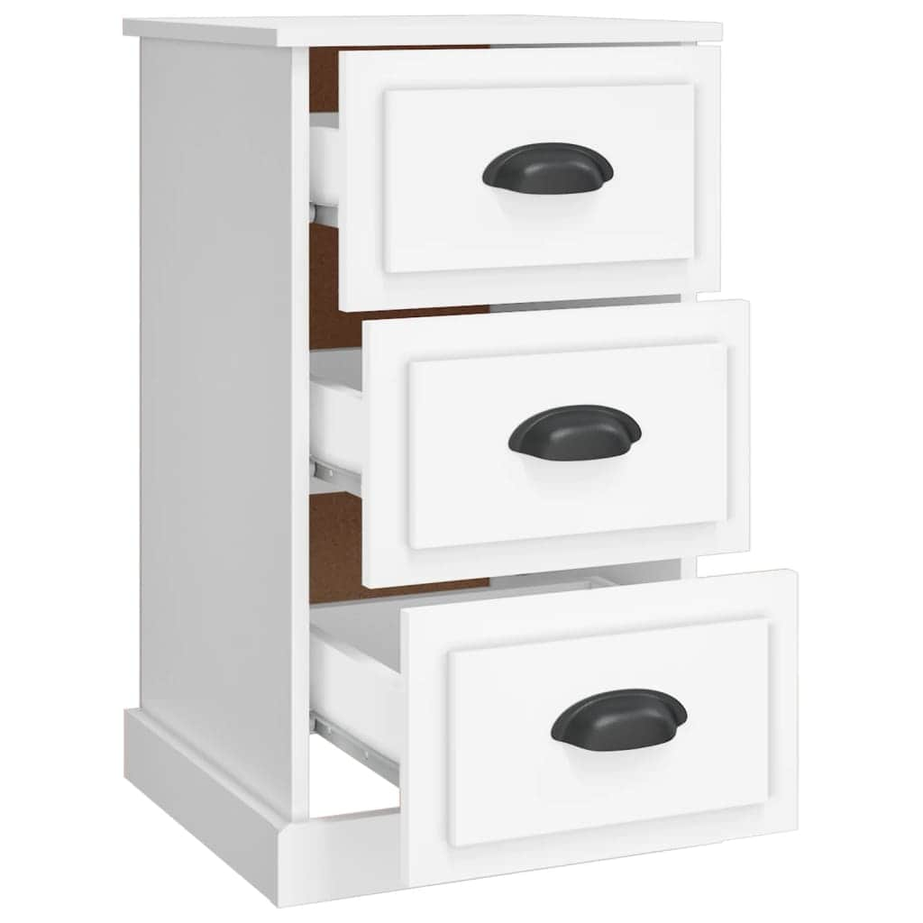 Ivory Serenity: White Engineered Wood Bedside Cabinet