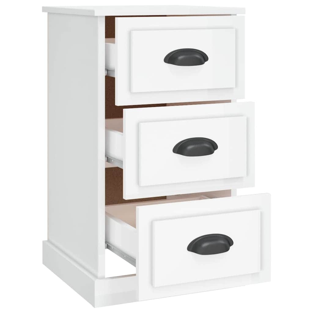 Ivory Serenity: White Engineered Wood Bedside Cabinet