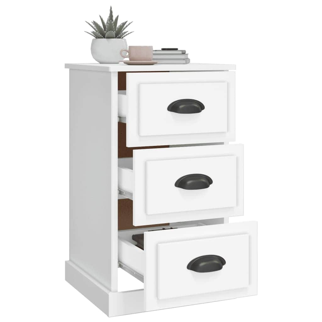 Ivory Serenity: White Engineered Wood Bedside Cabinet