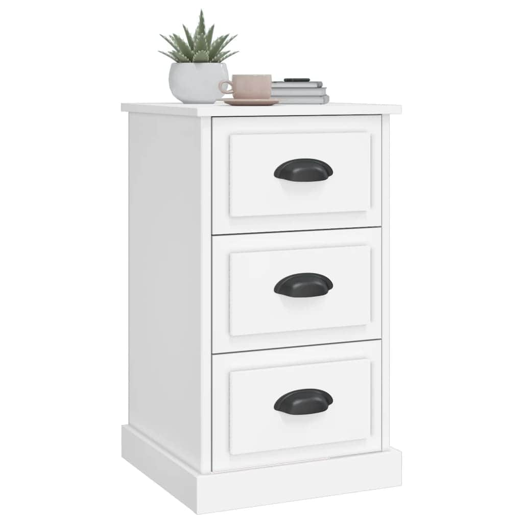 Ivory Serenity: White Engineered Wood Bedside Cabinet