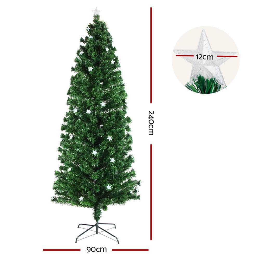 Jingle Jollys 2.4M 8FT LED Christmas Tree Xmas Optic Fiber Multi Colour Lights