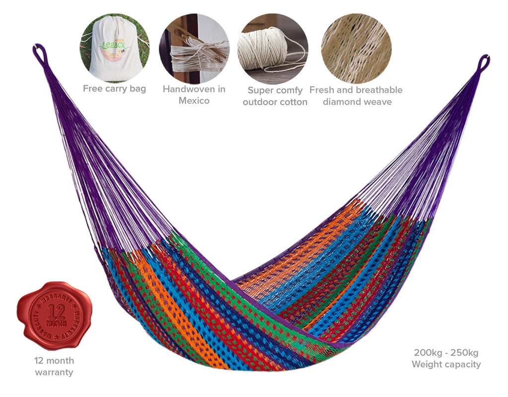 Jumbo Size Outdoor Cotton Mexican Hammock in Colorina Colour