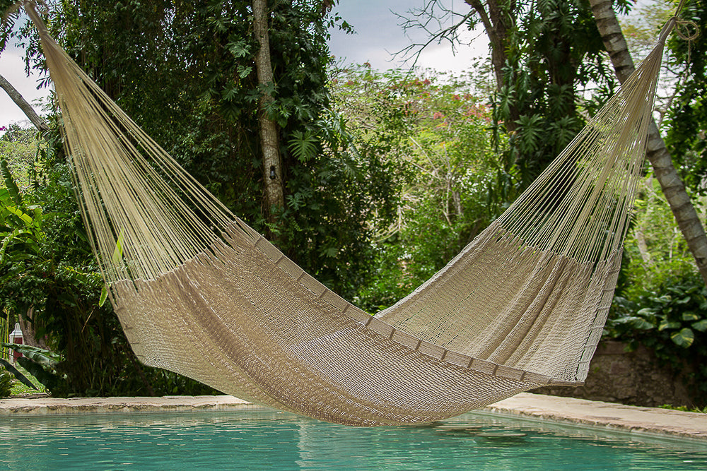 Jumbo Size Outdoor Cotton Mexican Hammock in Cream Colour