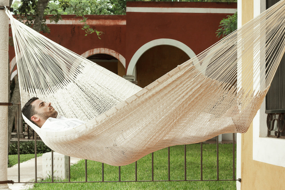 Jumbo Size Outdoor Cotton Mexican Hammock in Cream Colour